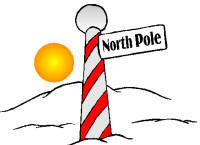 An old barbers sign is used to mark the North Pole
